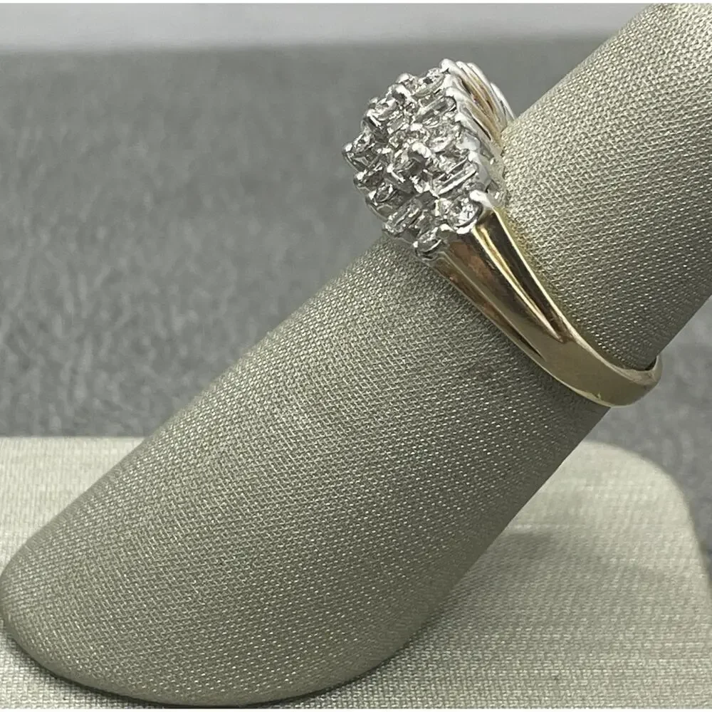 10K Two-tone Baguette & Round Diamonds Arch Ring (21927)